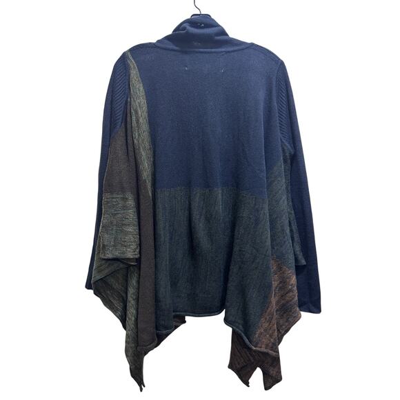 Curio New York Cowlneck Sweater M Pullover Color Block Blk Asymmetric Lagenlook - Picture 5 of 6